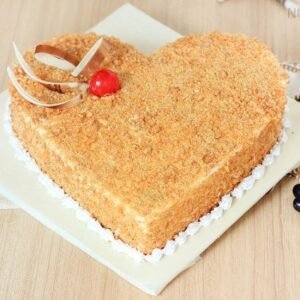 Crunchy Heart shape butterscotch cake