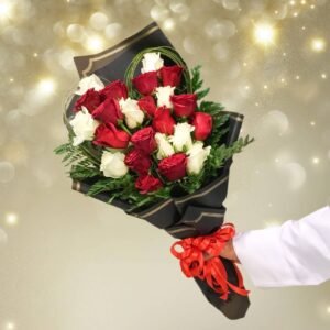 Red and White Roses Bouquet